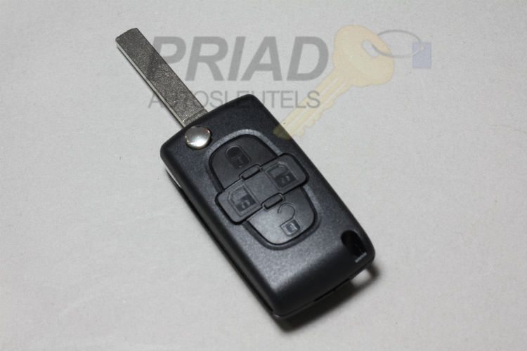 Citroen 4-knops klapsleutel behuizing sleutelbaard zonder en batterij printplaat.