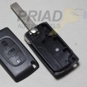 Citroen 3-knops klapsleutel met "bestelbus" knop op de middelste knop. Batterij printplaat met groef voor o.a. Berlingo en Jumpy.