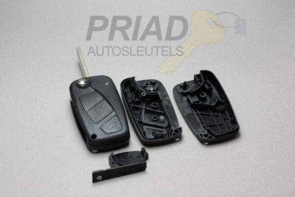 S-0459 Fiat 3-knops Fiat klapsleutel behuizing in de kleur zwart