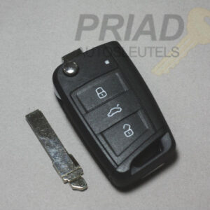 VW 3-knops klapsleutel voor o.a. Golf 7. Deze behuizing heeft een sleutelbaard met brede uitvoering