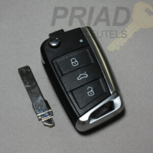 VW 3-knops klapsleutel met rechte sleutelbaard met Chrome uitvoering en smalle sleutelbaard