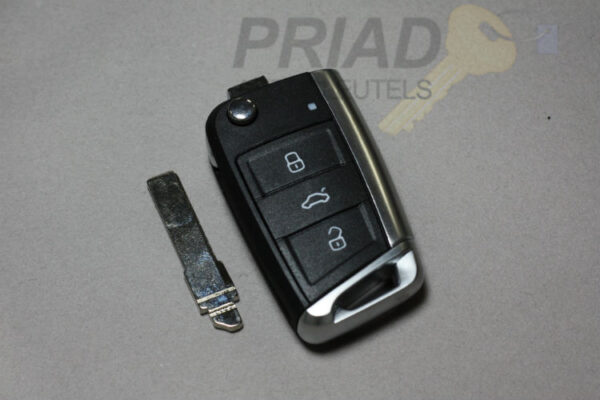 VW 3-knops klapsleutel met rechte sleutelbaard met Chrome uitvoering en smalle sleutelbaard